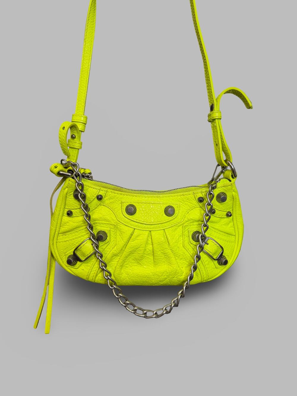 Balenciaga Le Cagole XS Neon Yellow Shoulder Bag